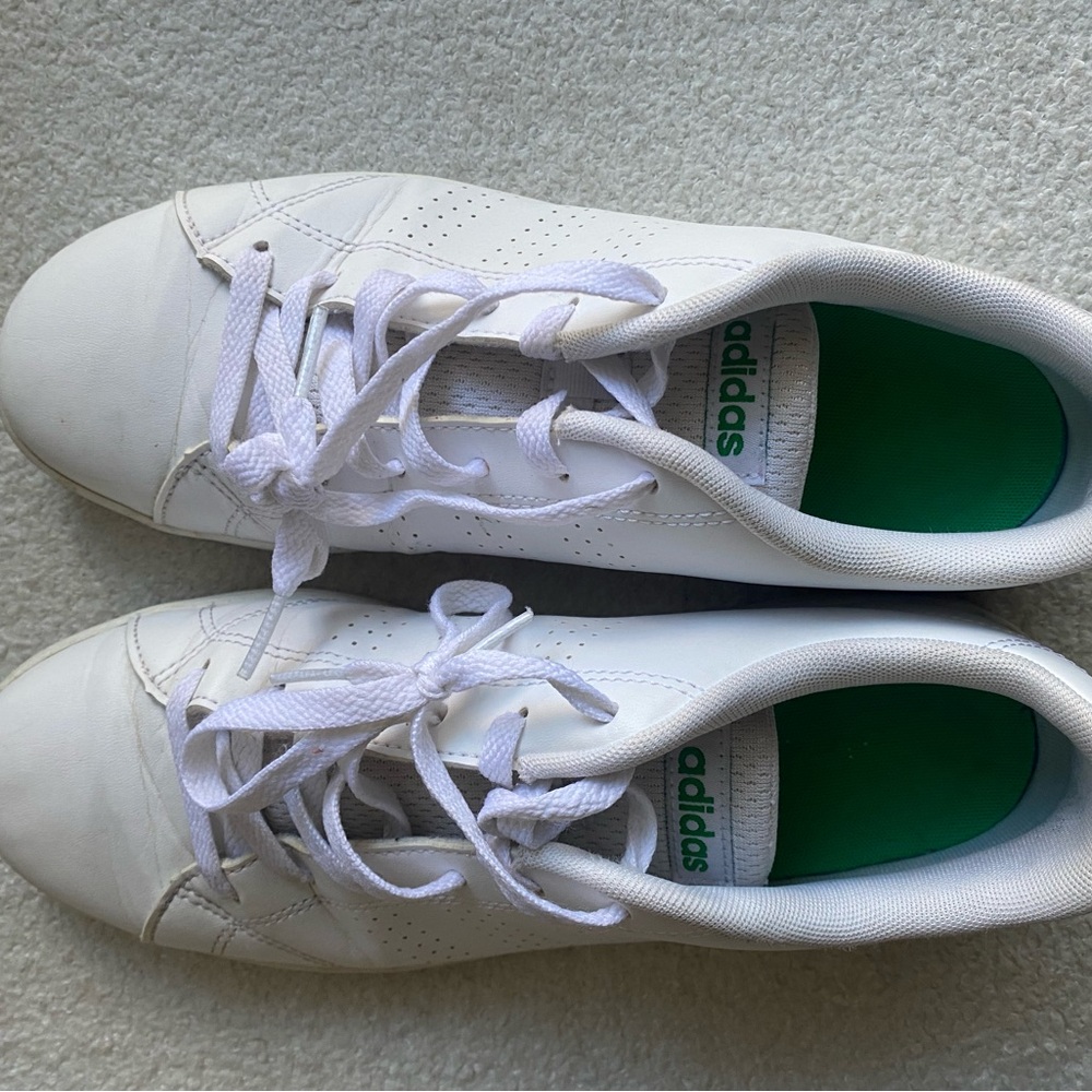 Adidas White Sneakers with Green Interior